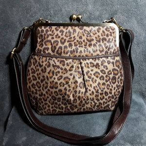 BUENO Tan/Brown  Leopard Handbag Purse w/ Leather